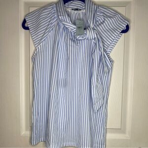 Ann Taylor Light Blue and White Striped‎ Blouse